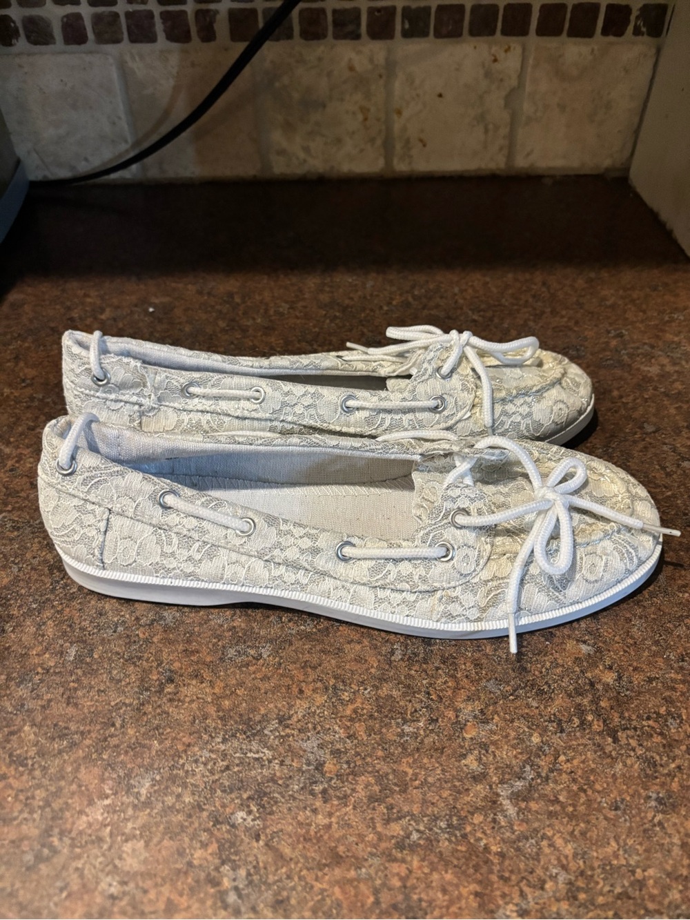 🌿Twisted Lace Boat Shoes in White